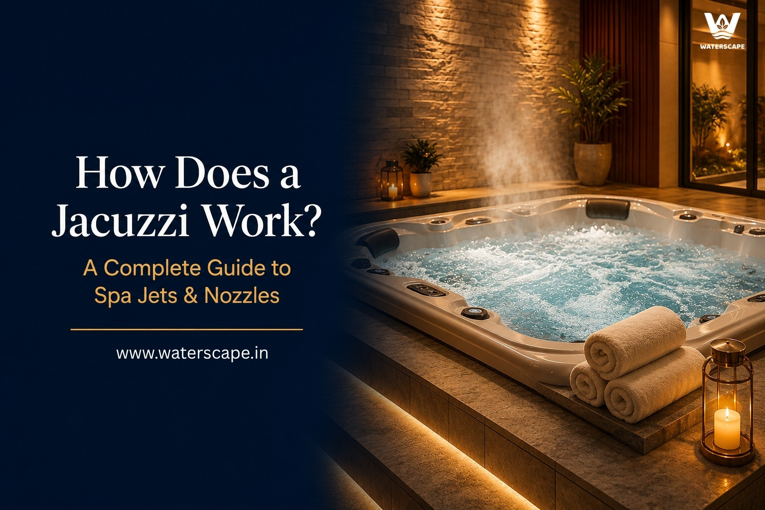 Luxury jacuzzi with active massaging spa jets and warm ambient lighting